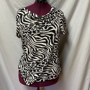 EMMA zebra print front wrap blouse